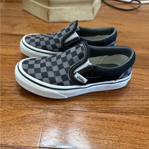 Vans Kids Checkered Slip-On Shoes - Black and Gray